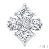 1/3 Ctw Princess and Pear Cut Diamond Fashion Earrings in 14K White Gold